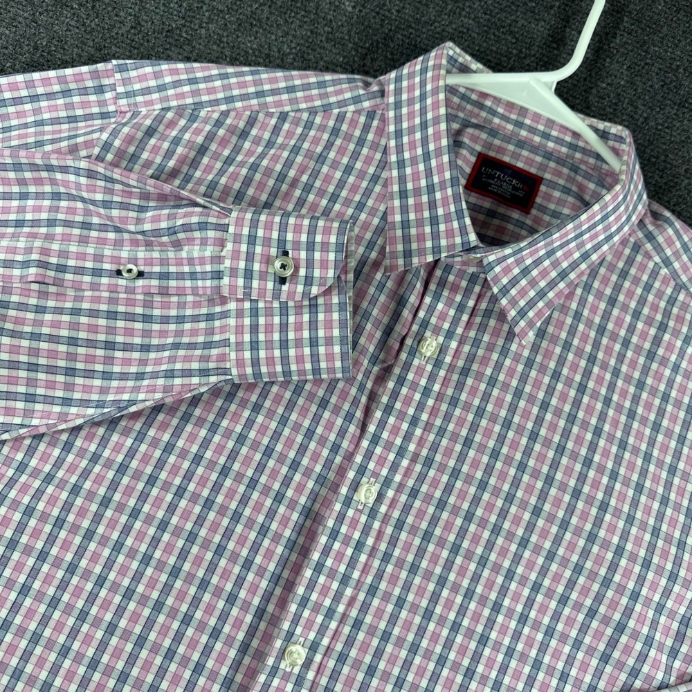 UNTUCKit‎ Button Down Mens XL X-Large Pink Blue Plaid Dolcetto Relaxed Fit Shirt